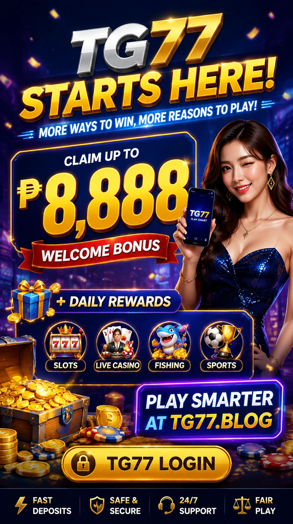 Casino lobby displayed on a mobile phone