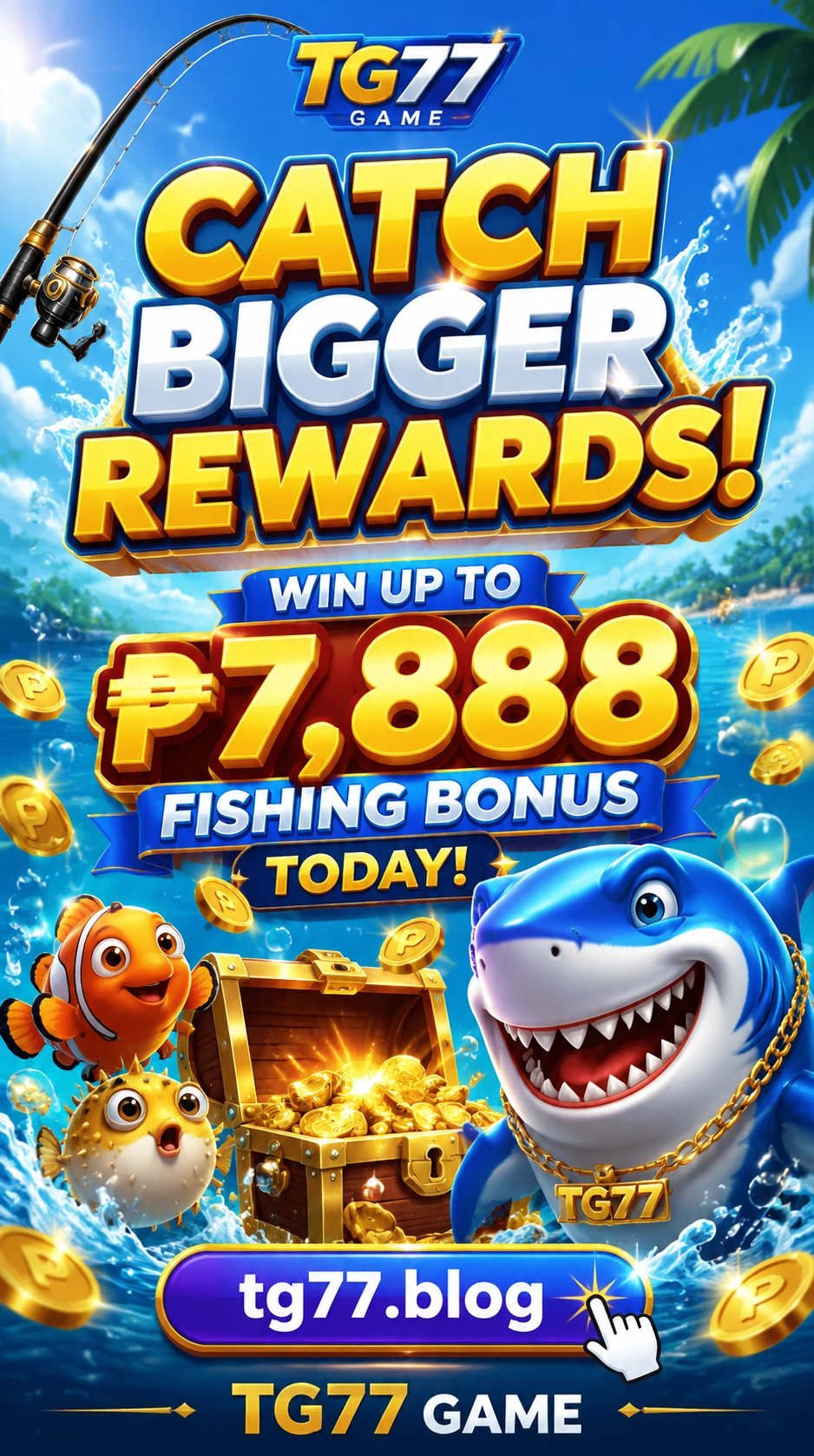 Fishing arcade screen showing fish targets and cannon action
